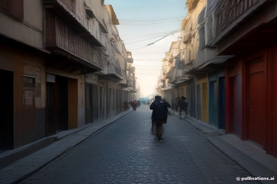 Peatones cruzan una calle de San Telmo frente al Banco Central con pancartas de justicia social